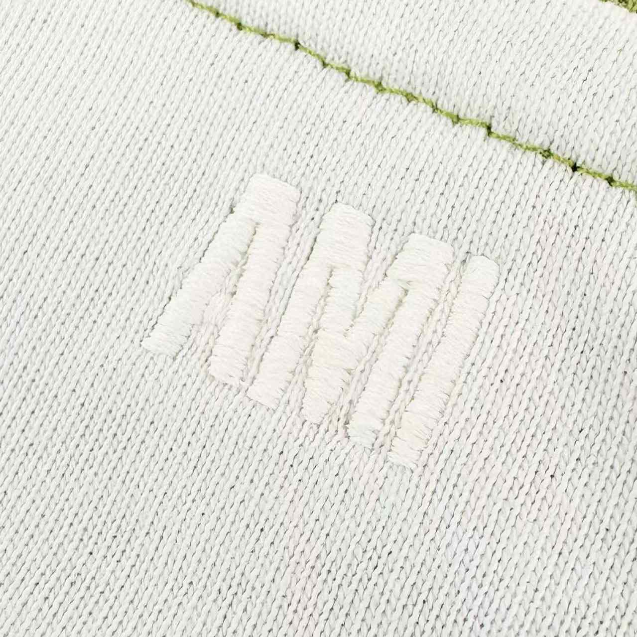 AMI Paris White And Green Cotton Ami De Coeur Knitted Patch T-shirt - FashionPlug