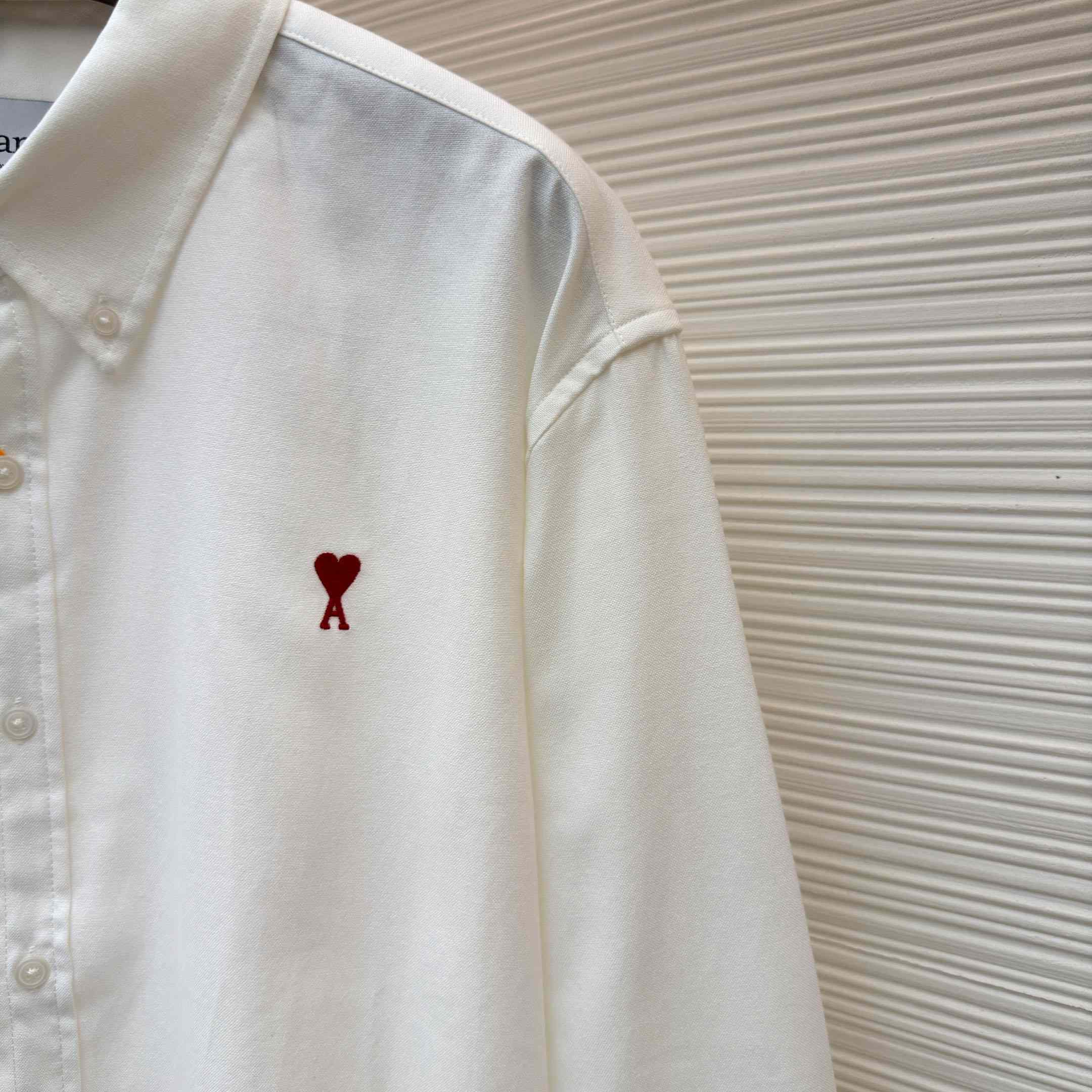 AMI Paris Ami De Coeur Button Down Shirt In Cotton Oxford - FashionPlug