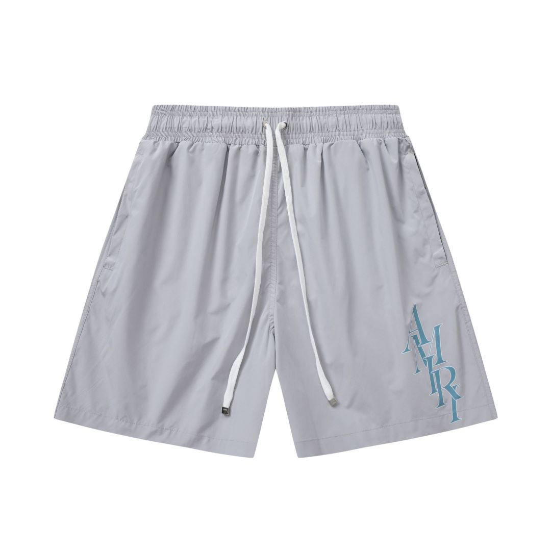 Amiri Stack Logo Swim Shorts In Stretch Limo - FashionPlug