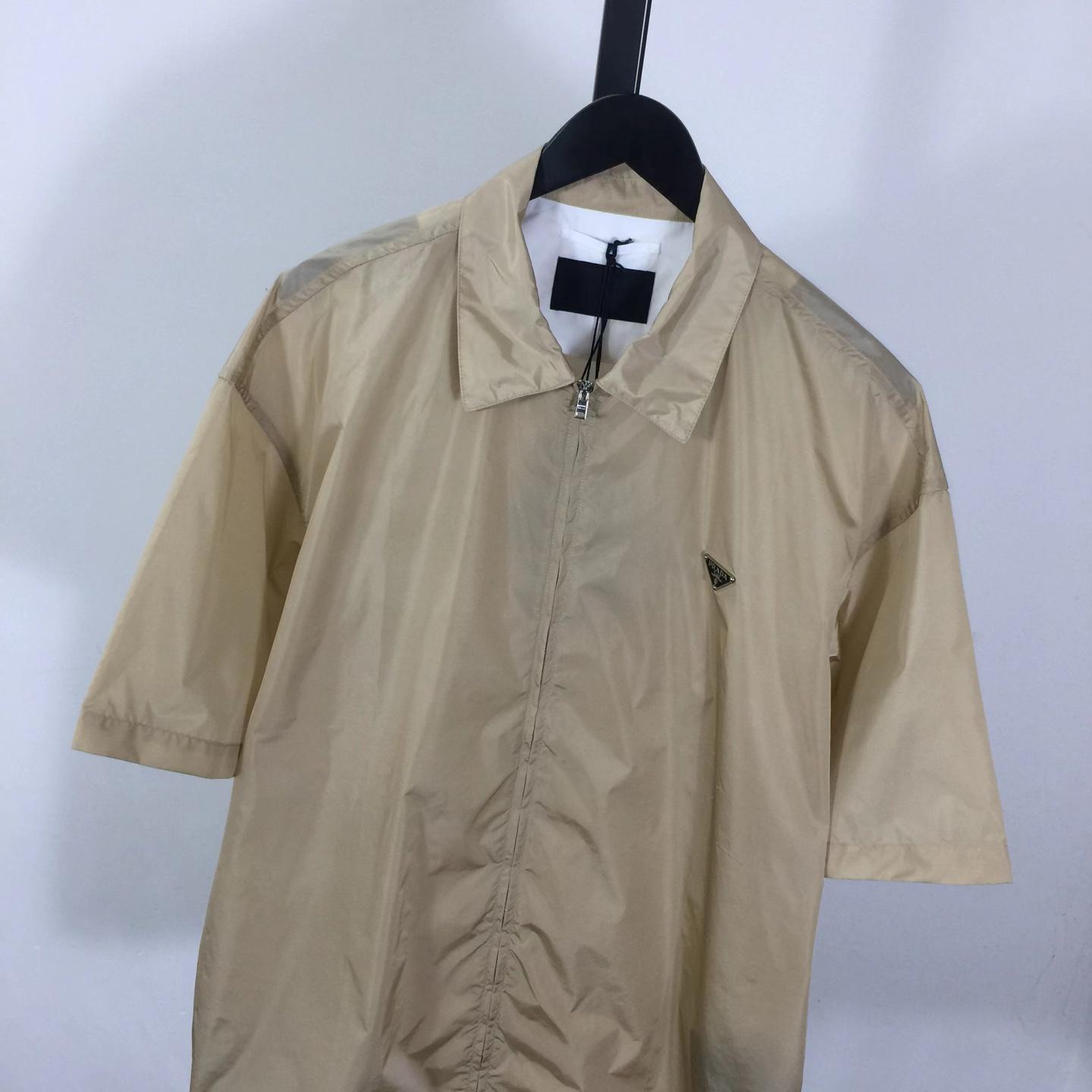 Prada Short-sleeved Re-Nylon Zipper Shirt - FashionPlug