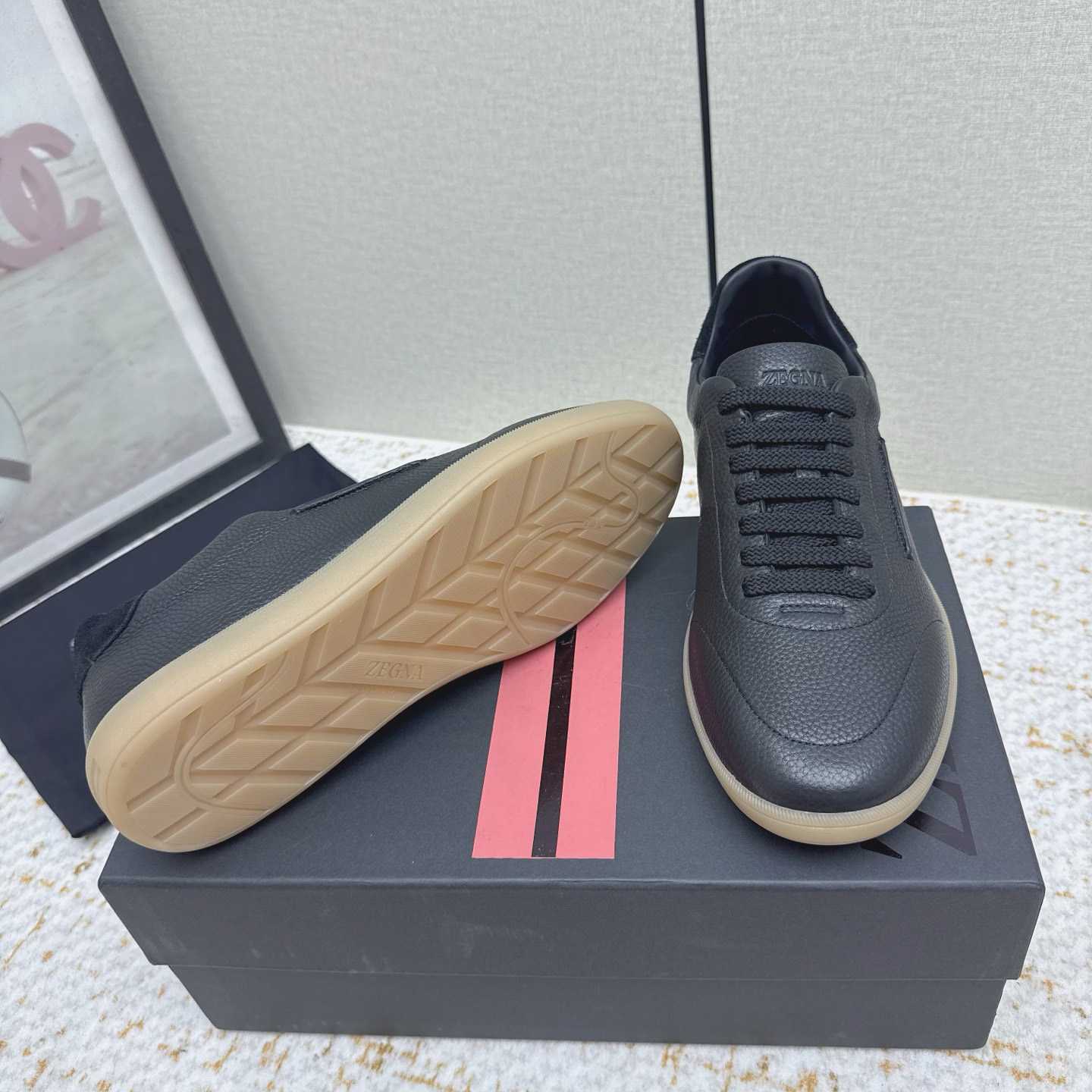 Zegna Grained Leather 232 Sneakers - FashionPlug