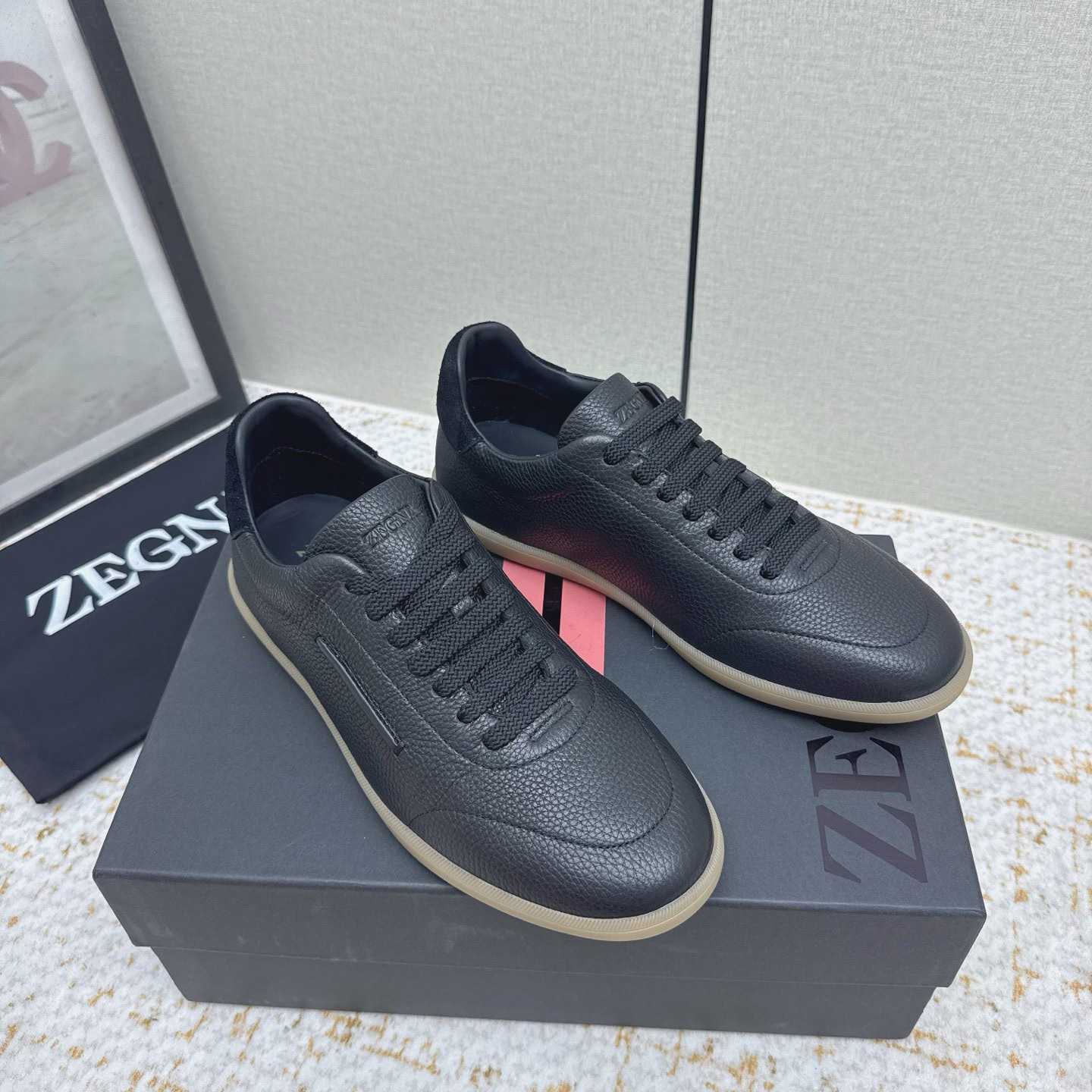 Zegna Grained Leather 232 Sneakers - FashionPlug