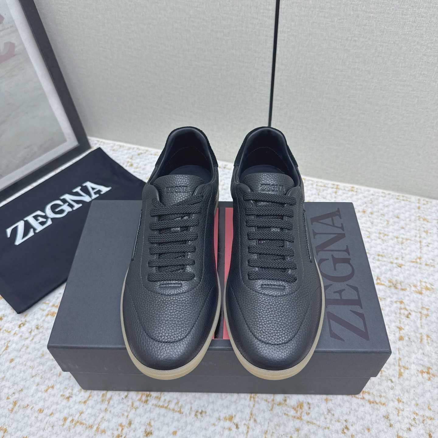 Zegna Grained Leather 232 Sneakers - FashionPlug