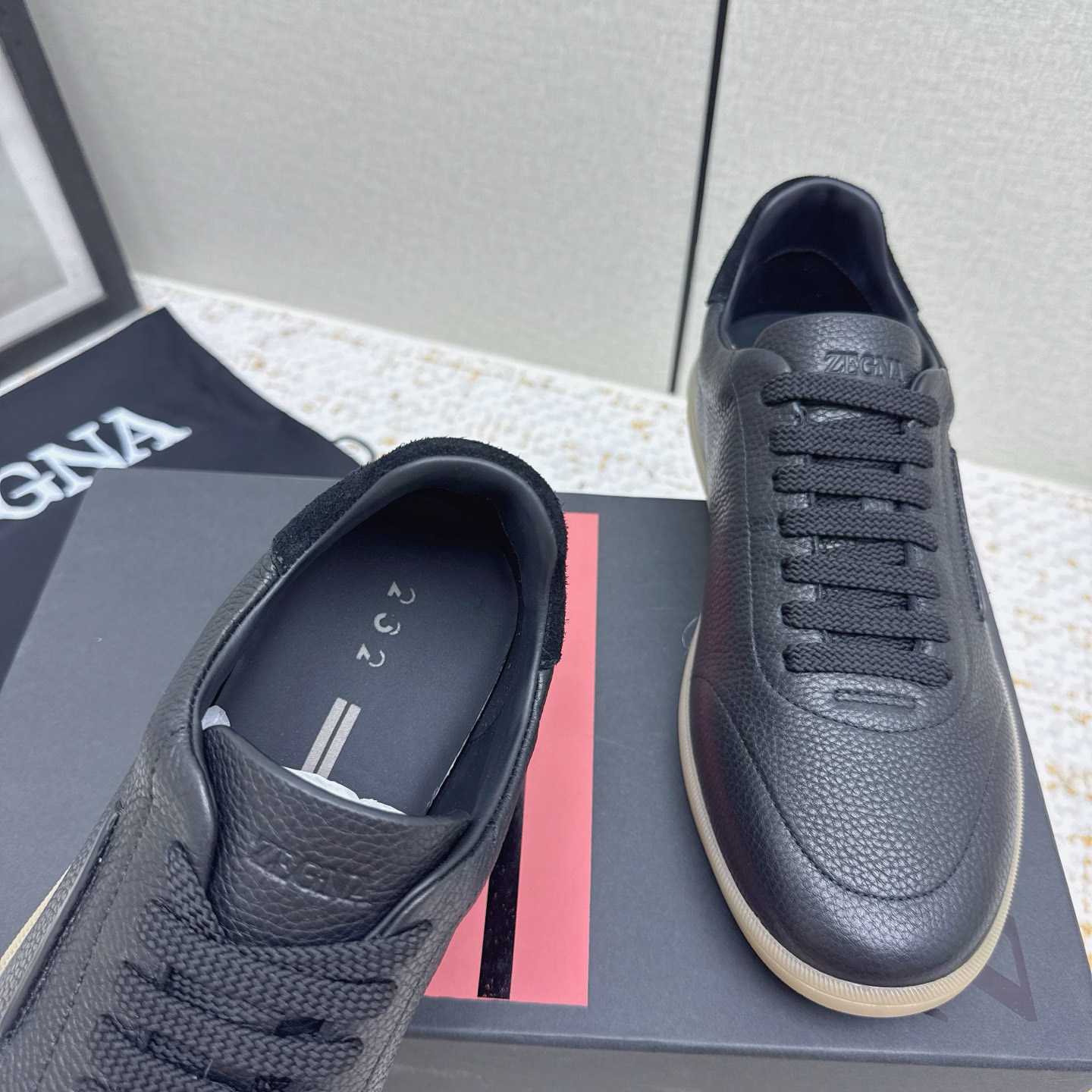 Zegna Grained Leather 232 Sneakers - FashionPlug