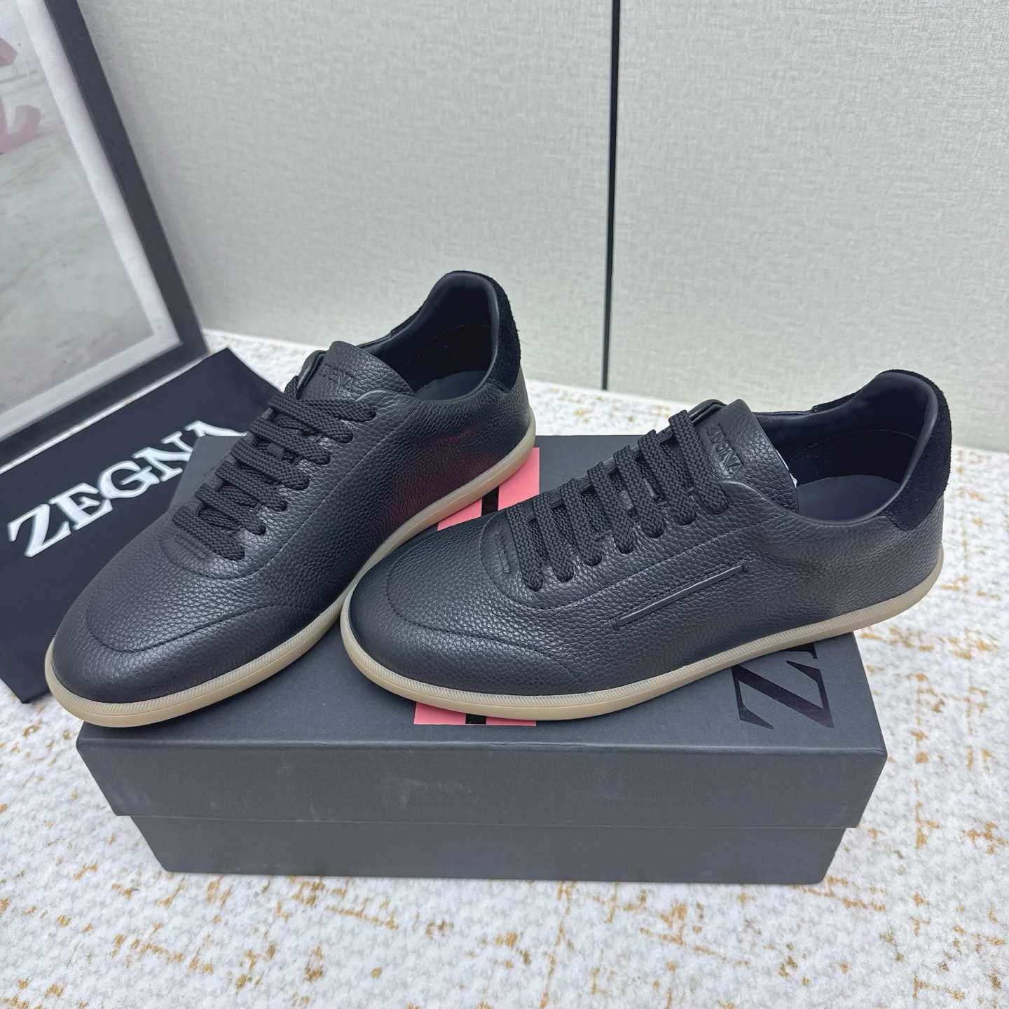 Zegna Grained Leather 232 Sneakers - FashionPlug
