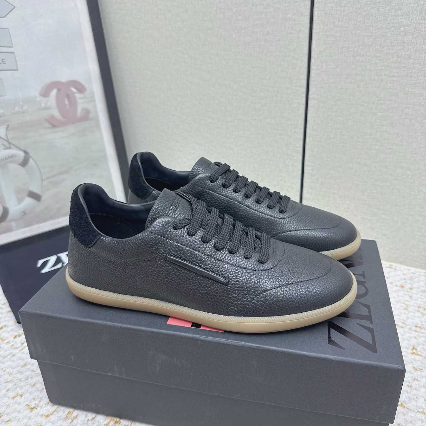 Zegna Grained Leather 232 Sneakers - FashionPlug