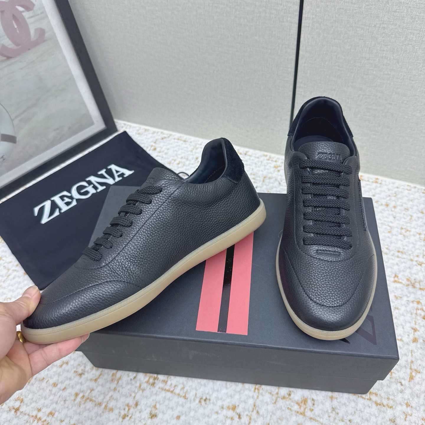 Zegna Grained Leather 232 Sneakers - FashionPlug