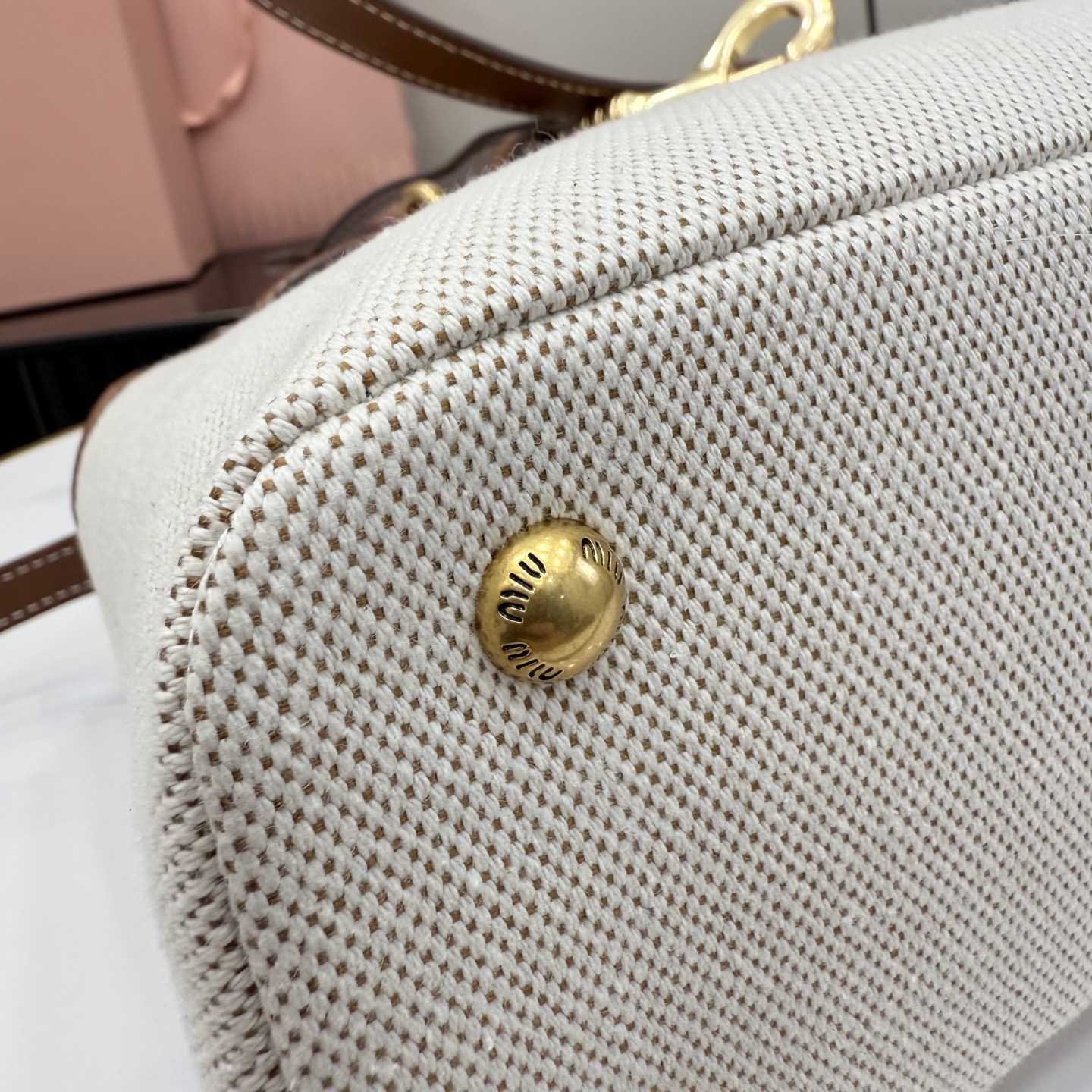 Miu Miu Aventure Canvas And Leather Bag - FashionPlug