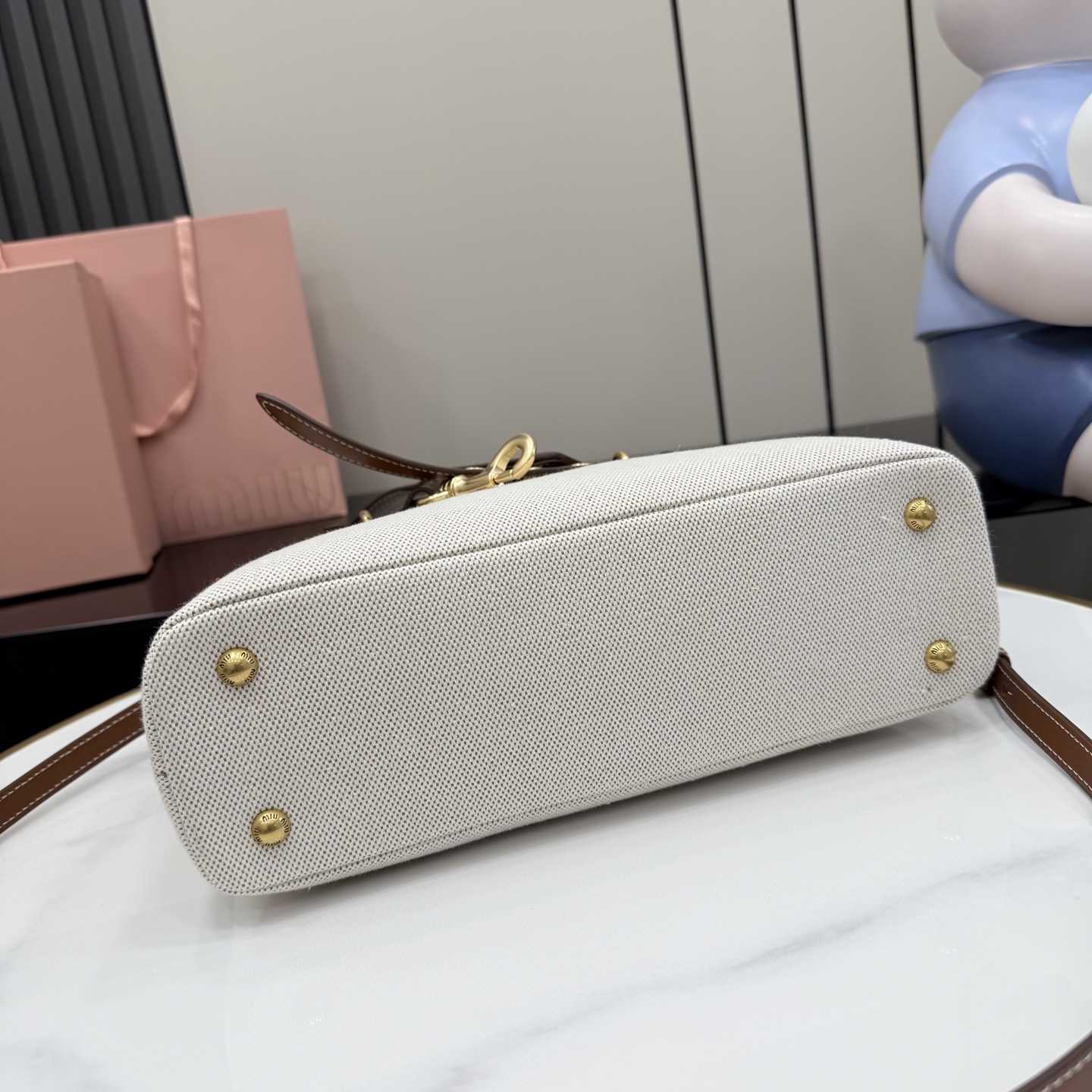 Miu Miu Aventure Canvas And Leather Bag - FashionPlug
