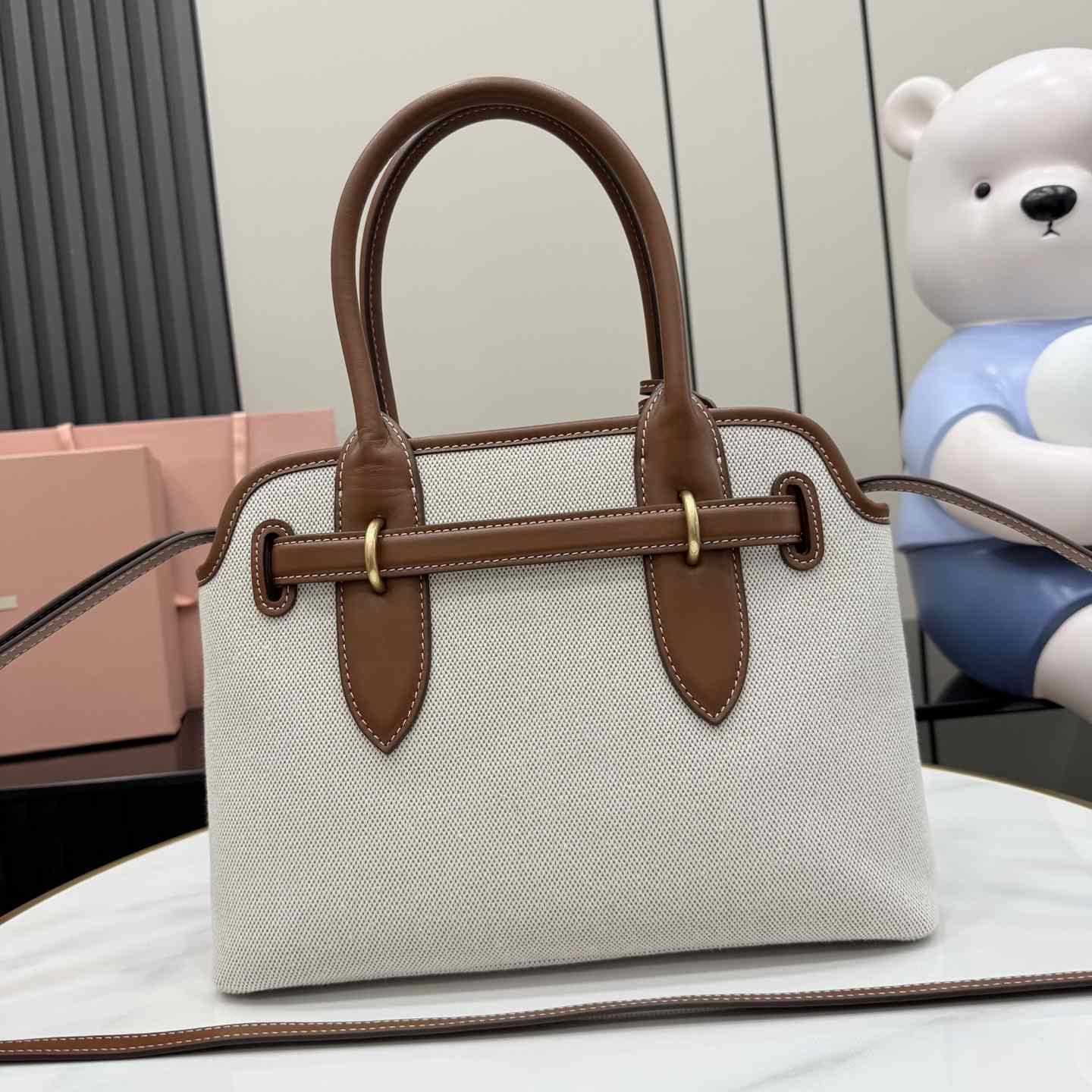 Miu Miu Aventure Canvas And Leather Bag - FashionPlug