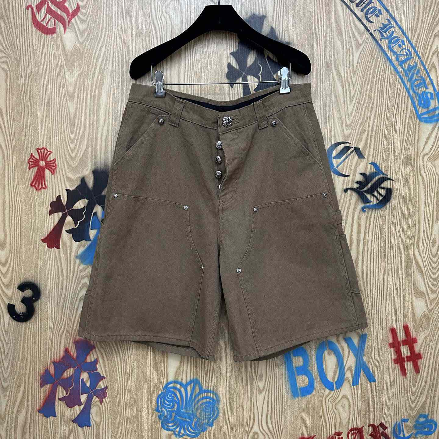 Chrome Hearts Double Knee Cross Patch Shorts - FashionPlug