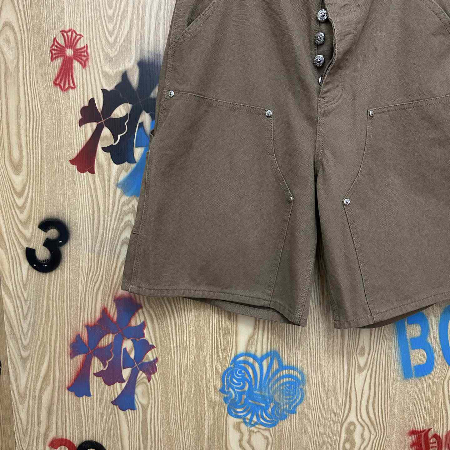 Chrome Hearts Double Knee Cross Patch Shorts - FashionPlug