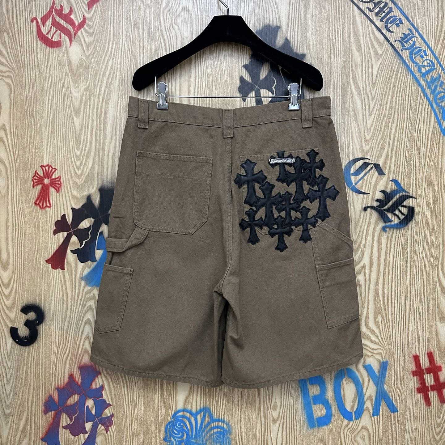 Chrome Hearts Double Knee Cross Patch Shorts - FashionPlug