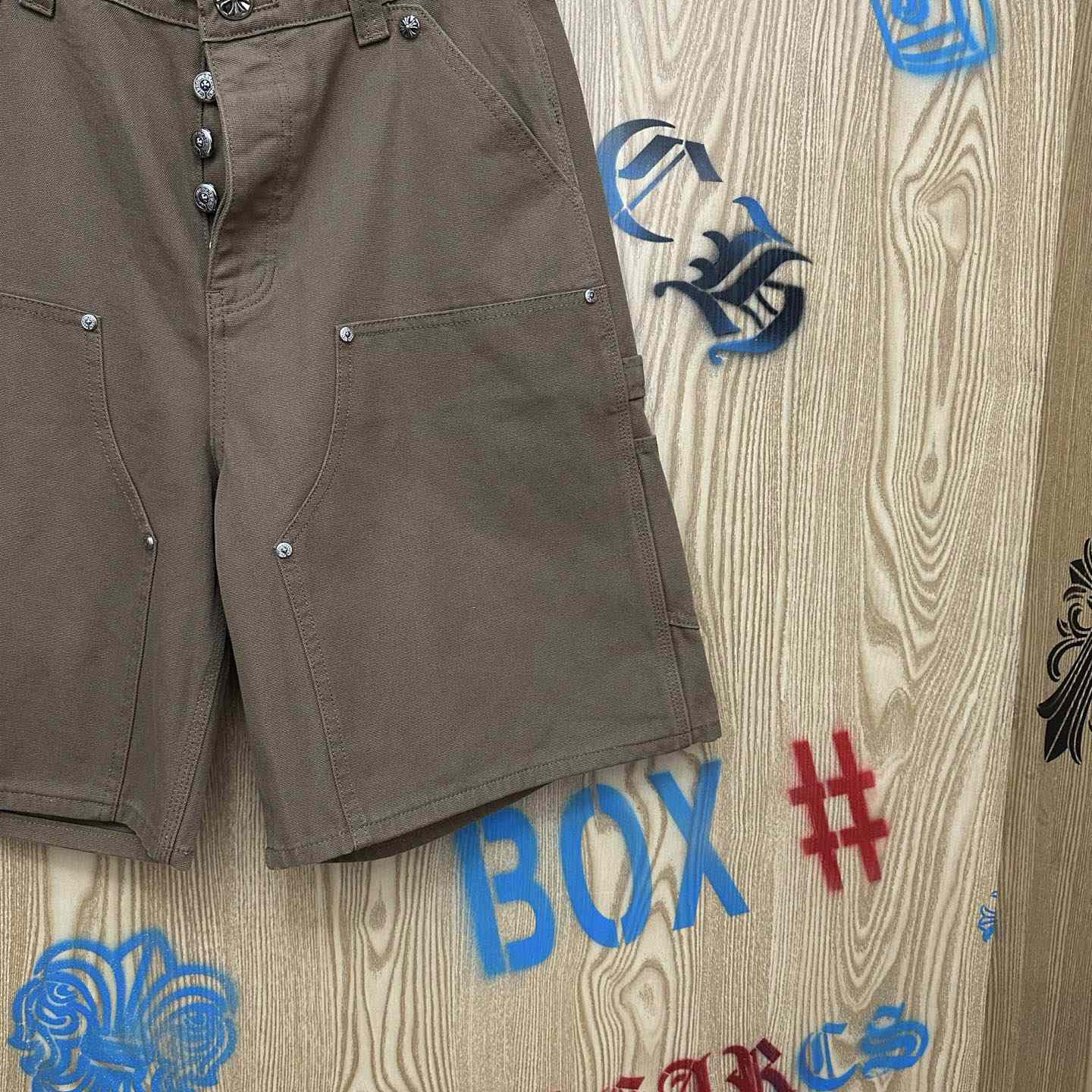 Chrome Hearts Double Knee Cross Patch Shorts - FashionPlug