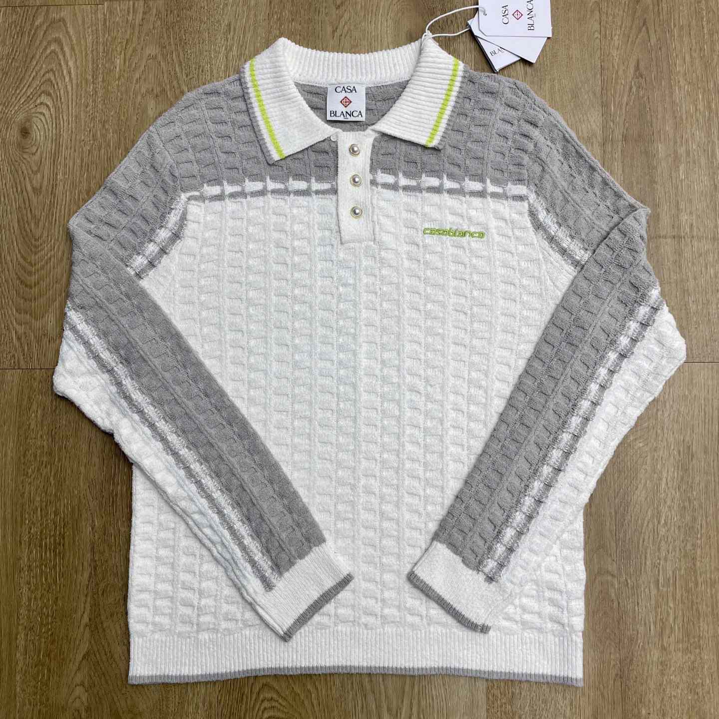 Casablanca Tennis Boucle Long Sleeve Polo Shirt Z6043 - FashionPlug
