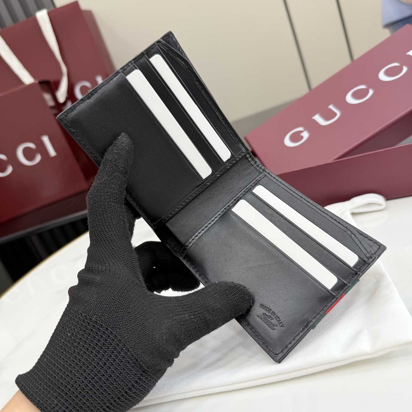 Gucci Web Trademark Bi-fold Wallet - FashionPlug