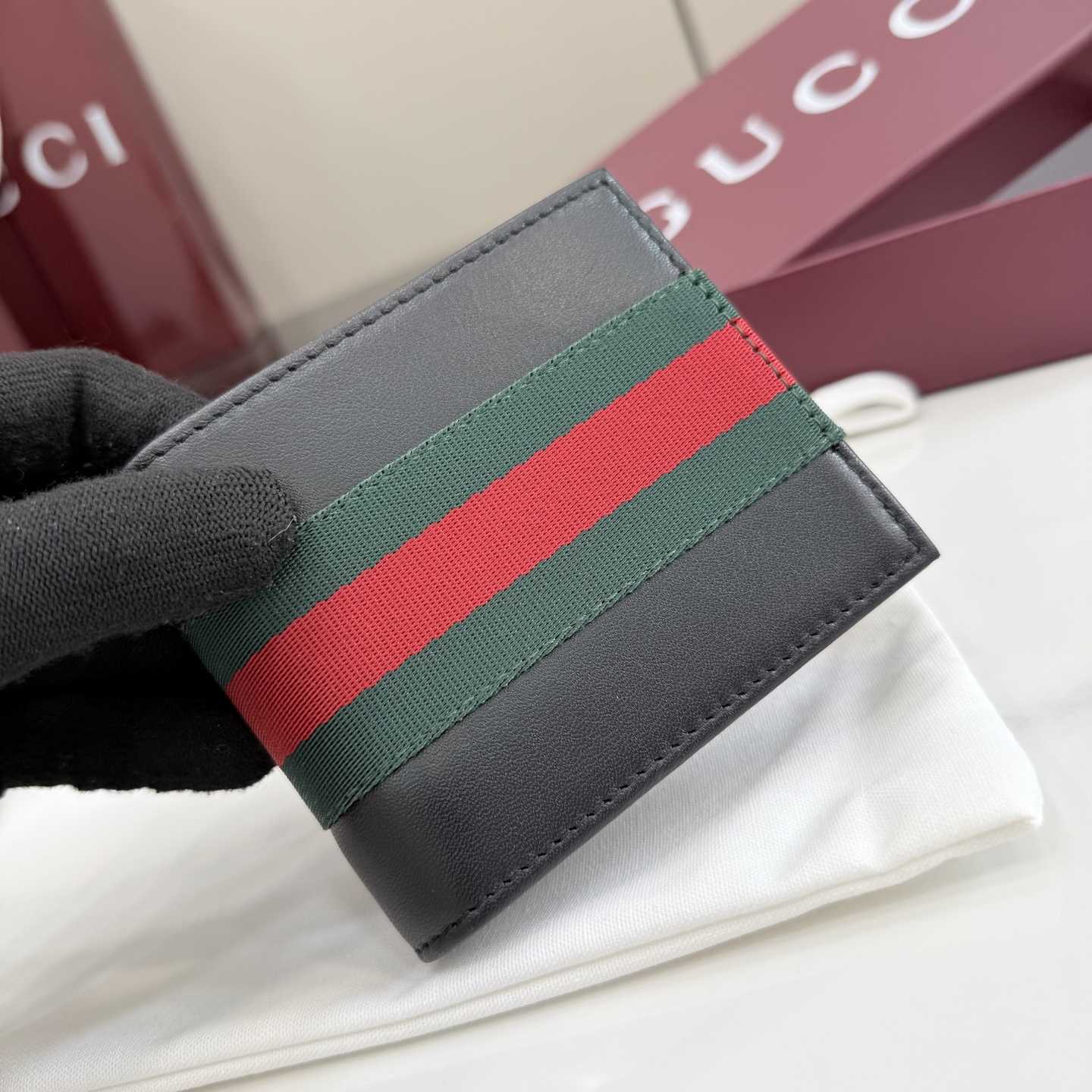 Gucci Web Trademark Bi-fold Wallet - FashionPlug