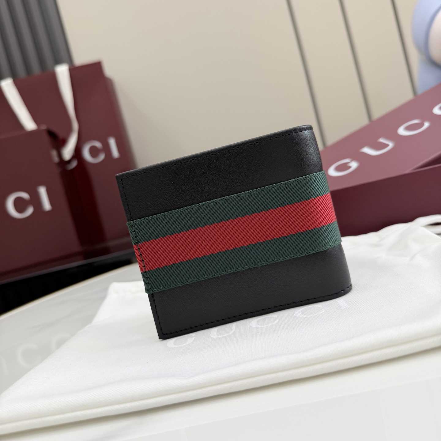 Gucci Web Trademark Bi-fold Wallet - FashionPlug