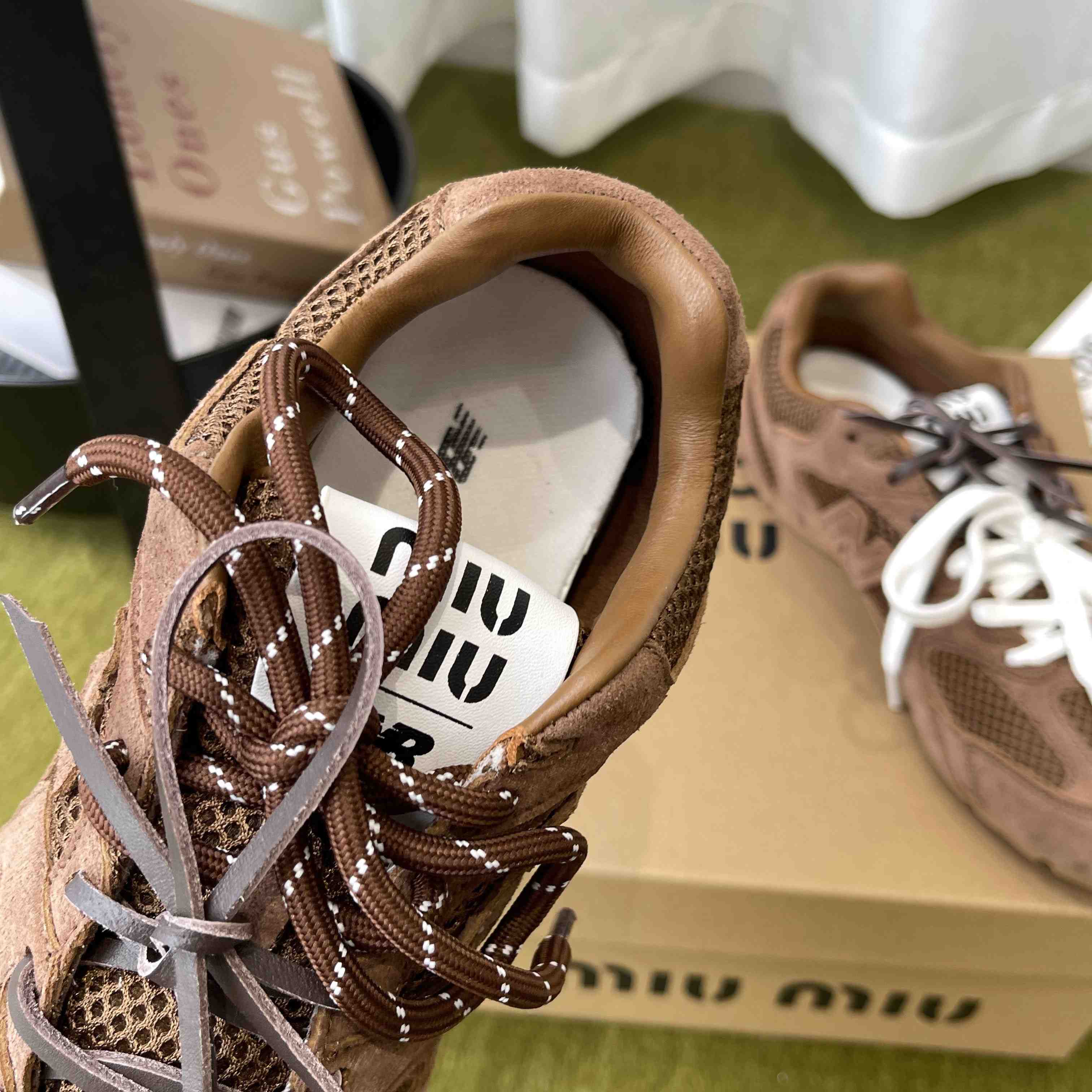 New Balance X Miu Miu 530 SL Suede And Mesh Sneakers - FashionPlug