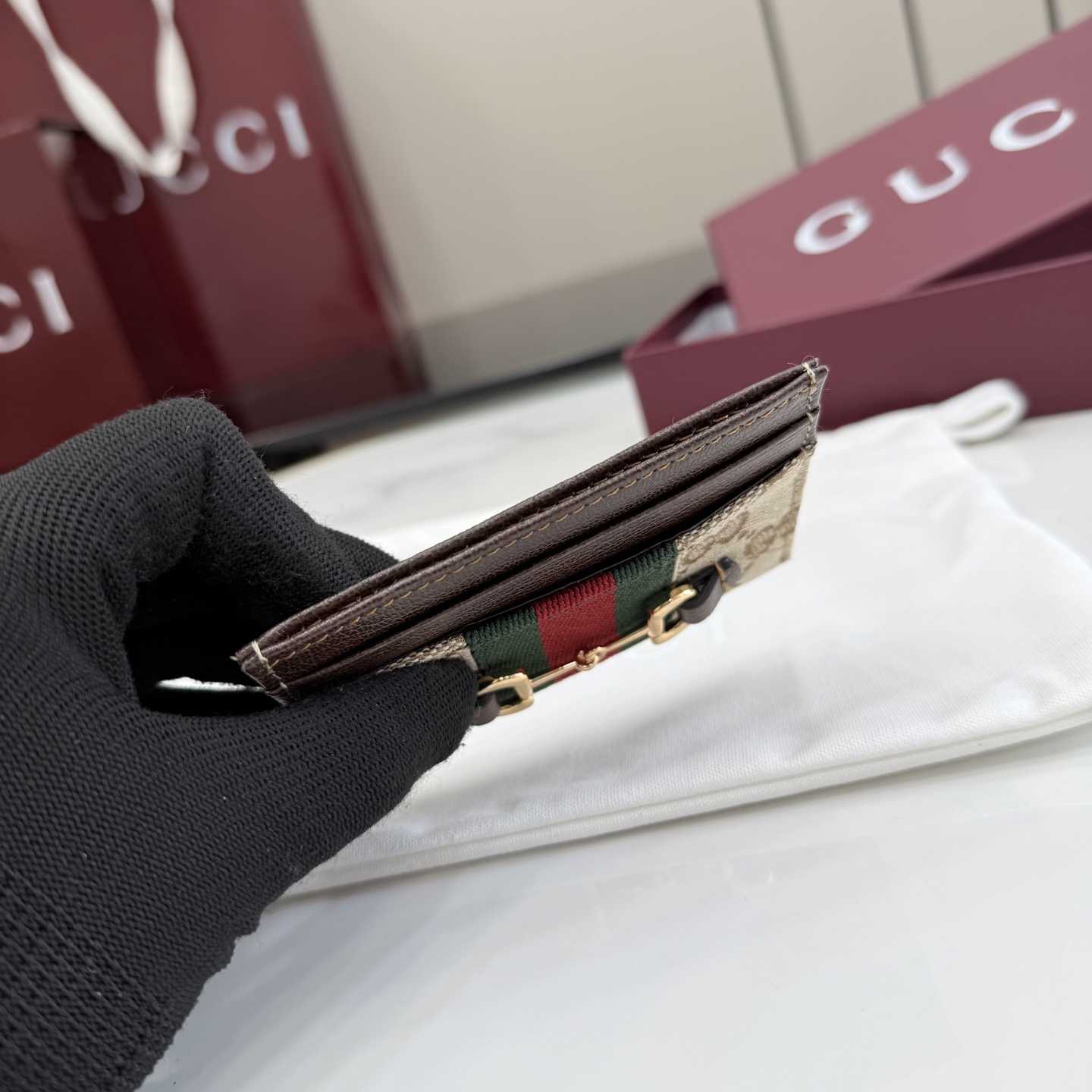 Gucci Horsebit Web Card Case - FashionPlug