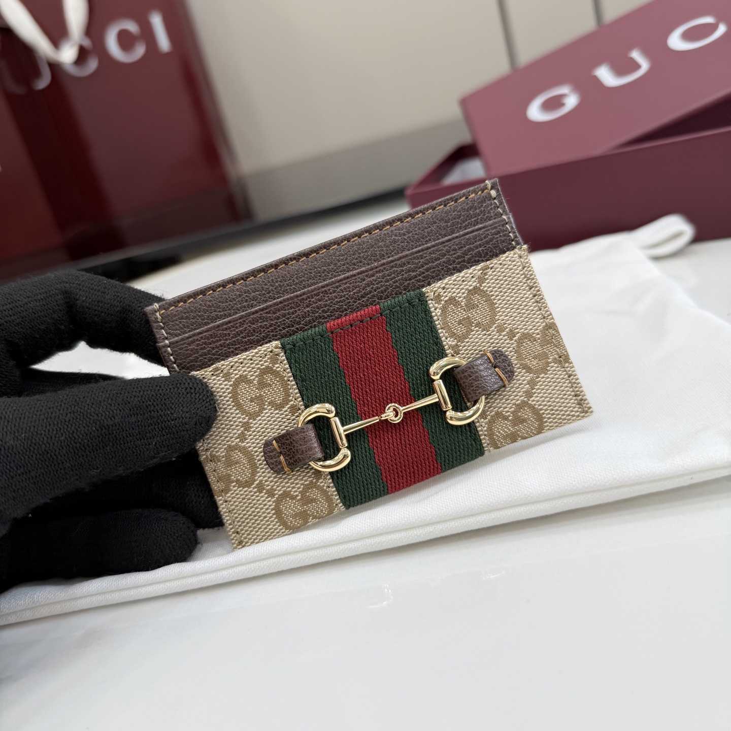 Gucci Horsebit Web Card Case - FashionPlug
