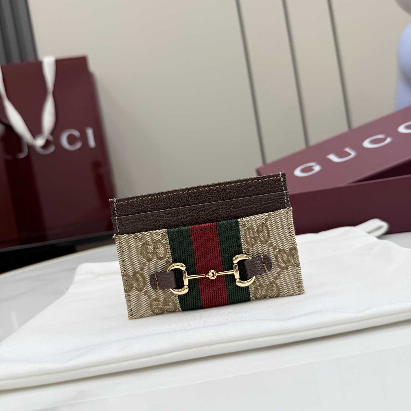 Gucci Horsebit Web Card Case - FashionPlug