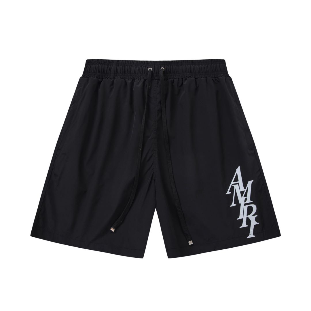 Amiri Stack Logo Swim Shorts In Stretch Limo - FashionPlug