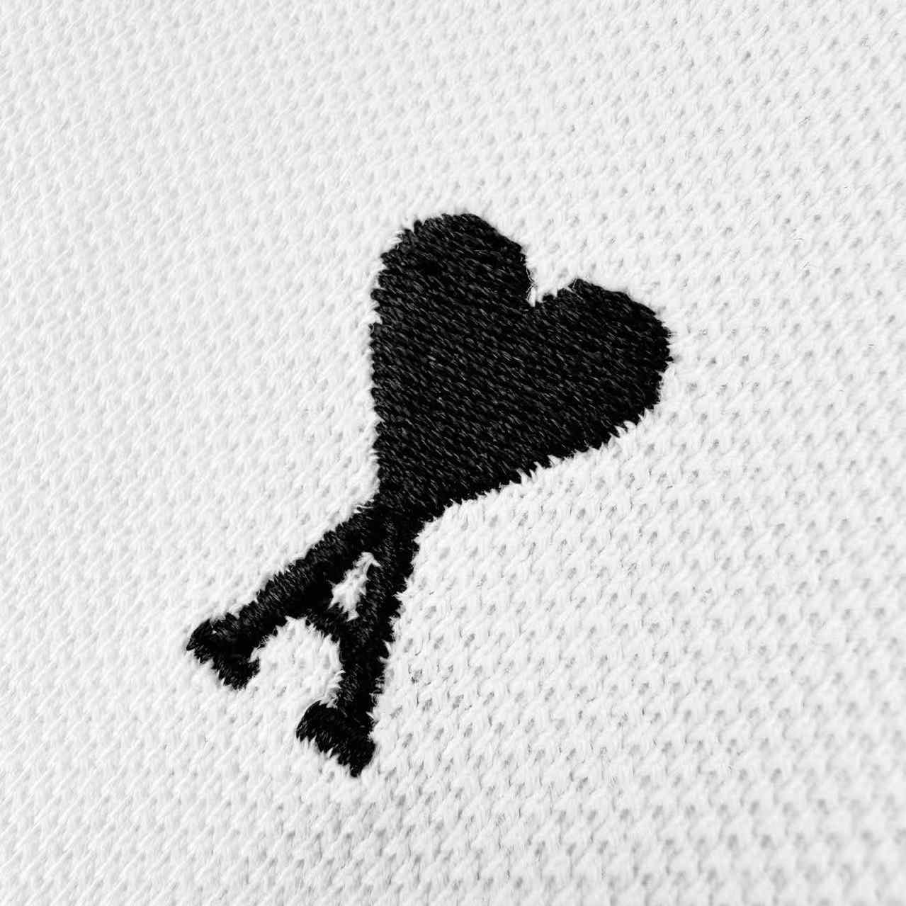AMI Paris White Wool Short Sleeves Ami De Coeur Polo - FashionPlug