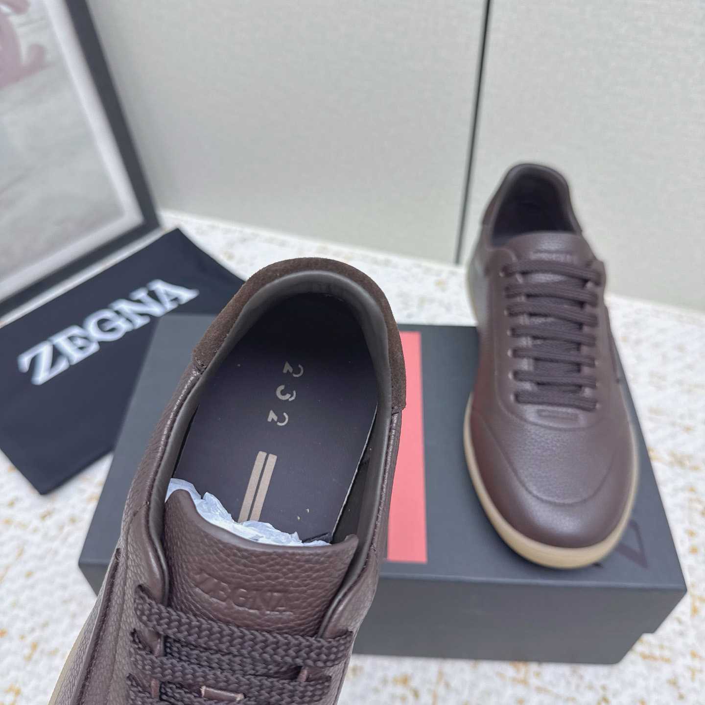 Zegna Grained Leather 232 Sneakers - FashionPlug