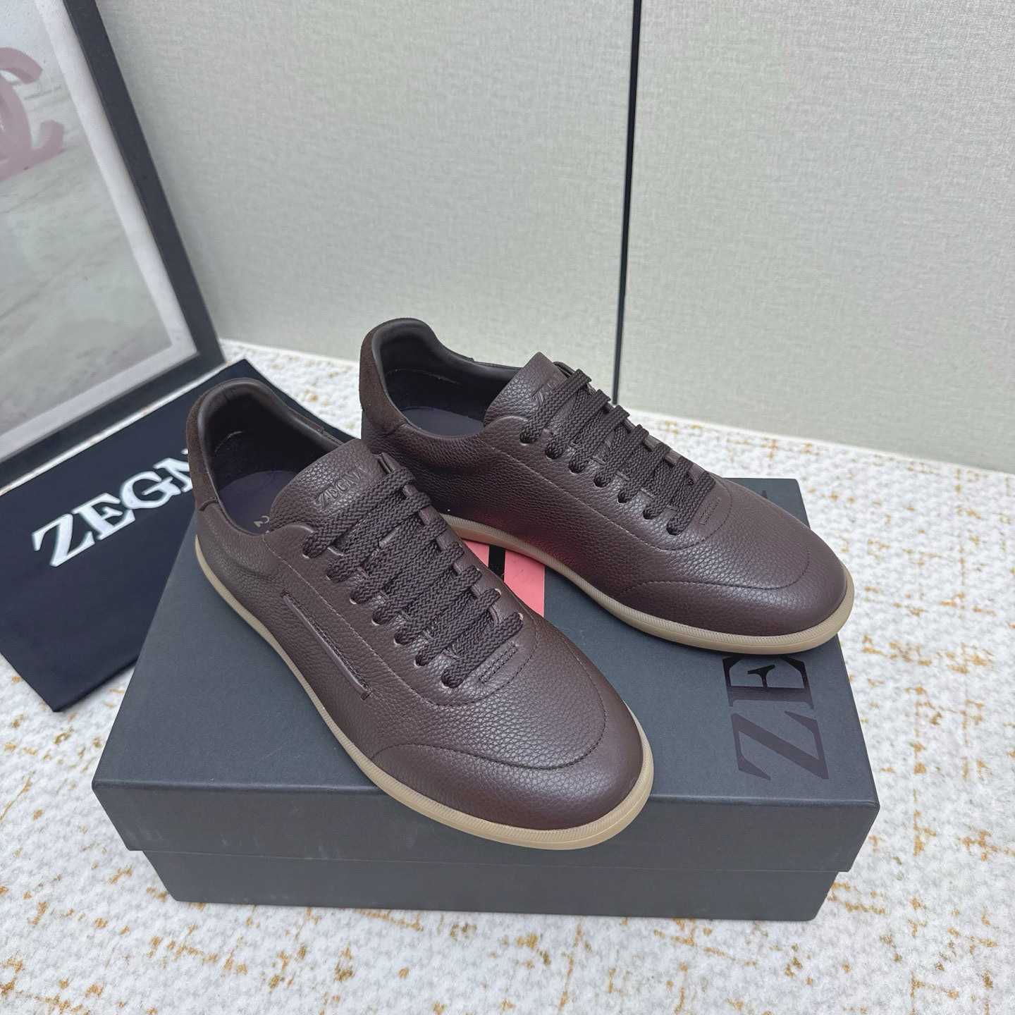 Zegna Grained Leather 232 Sneakers - FashionPlug