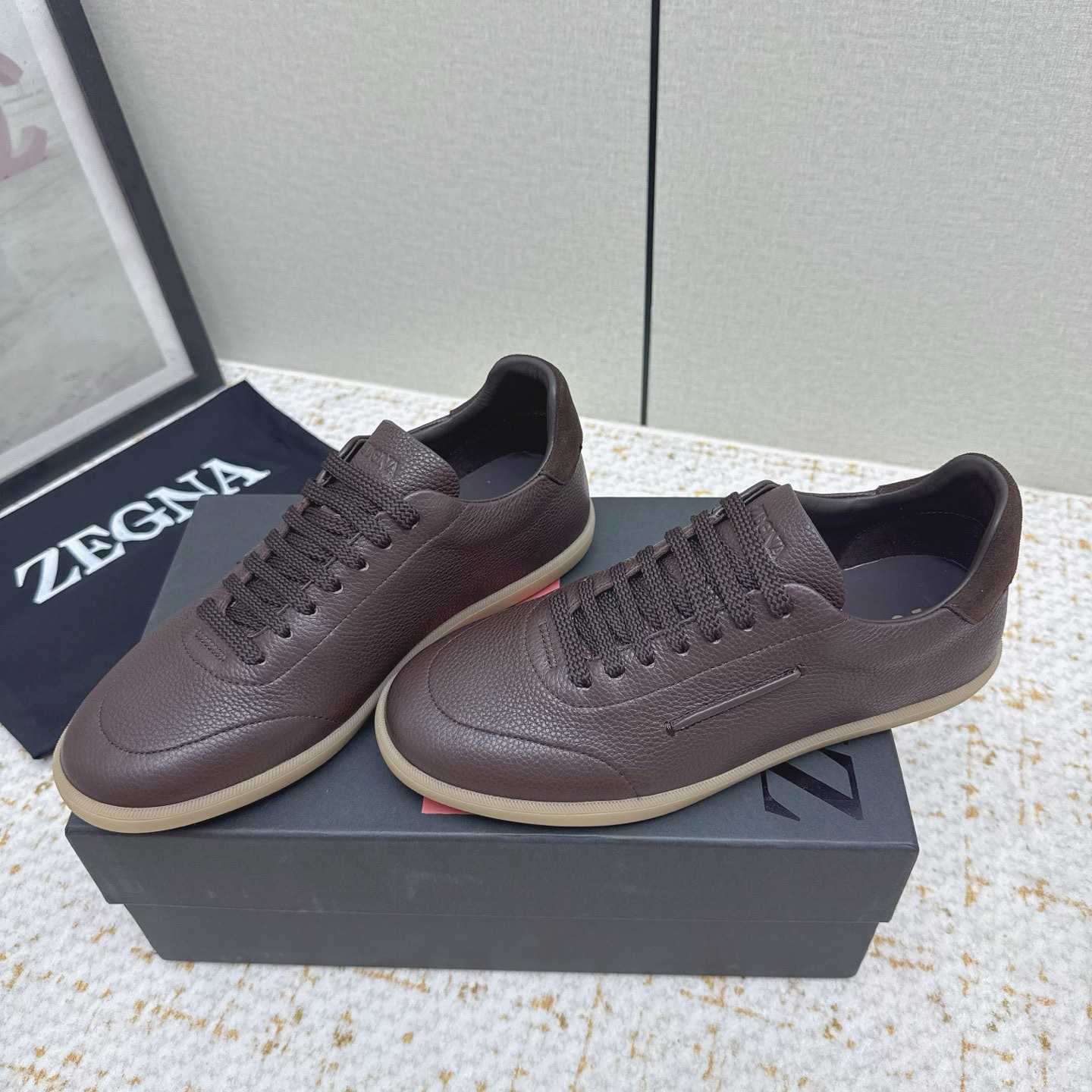 Zegna Grained Leather 232 Sneakers - FashionPlug