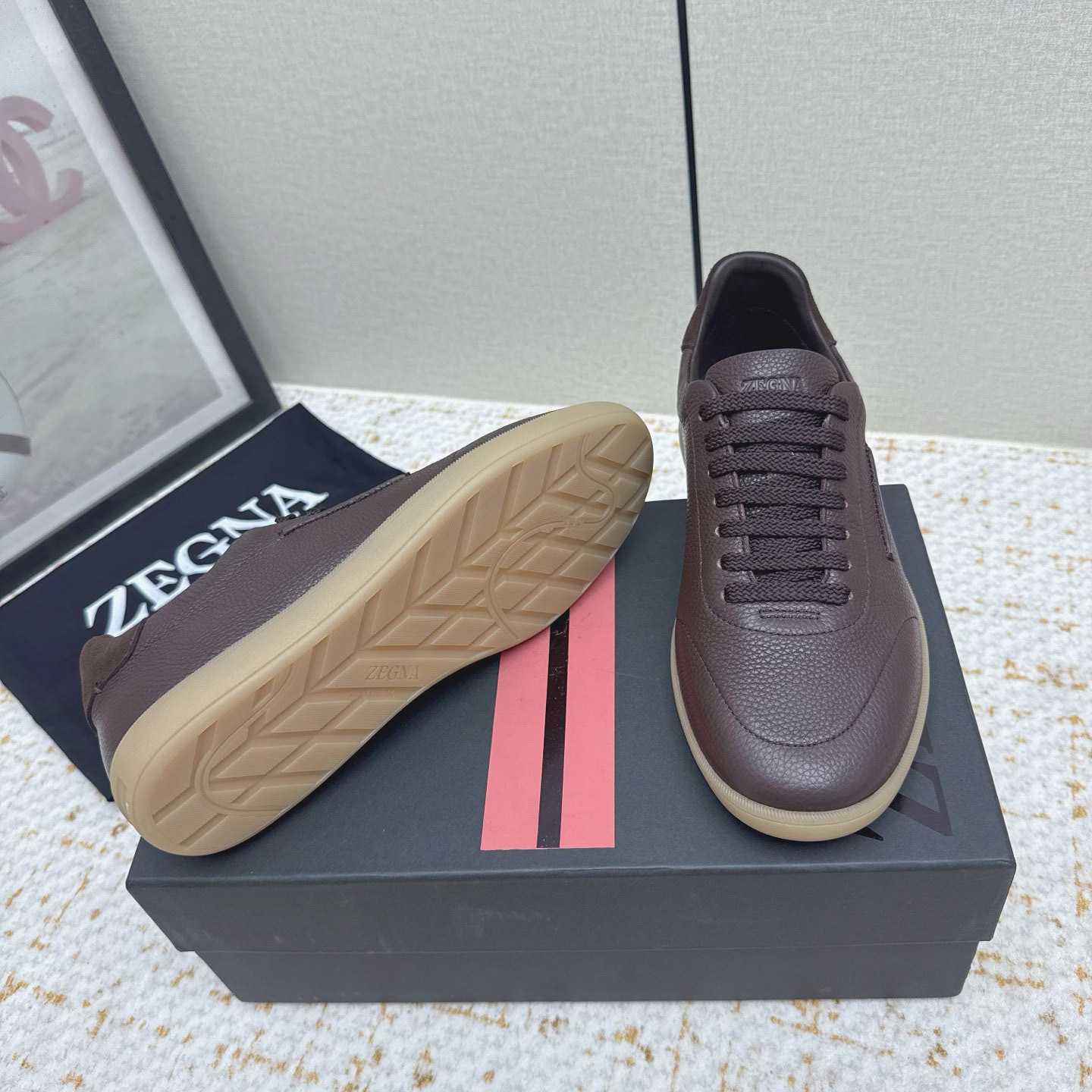 Zegna Grained Leather 232 Sneakers - FashionPlug