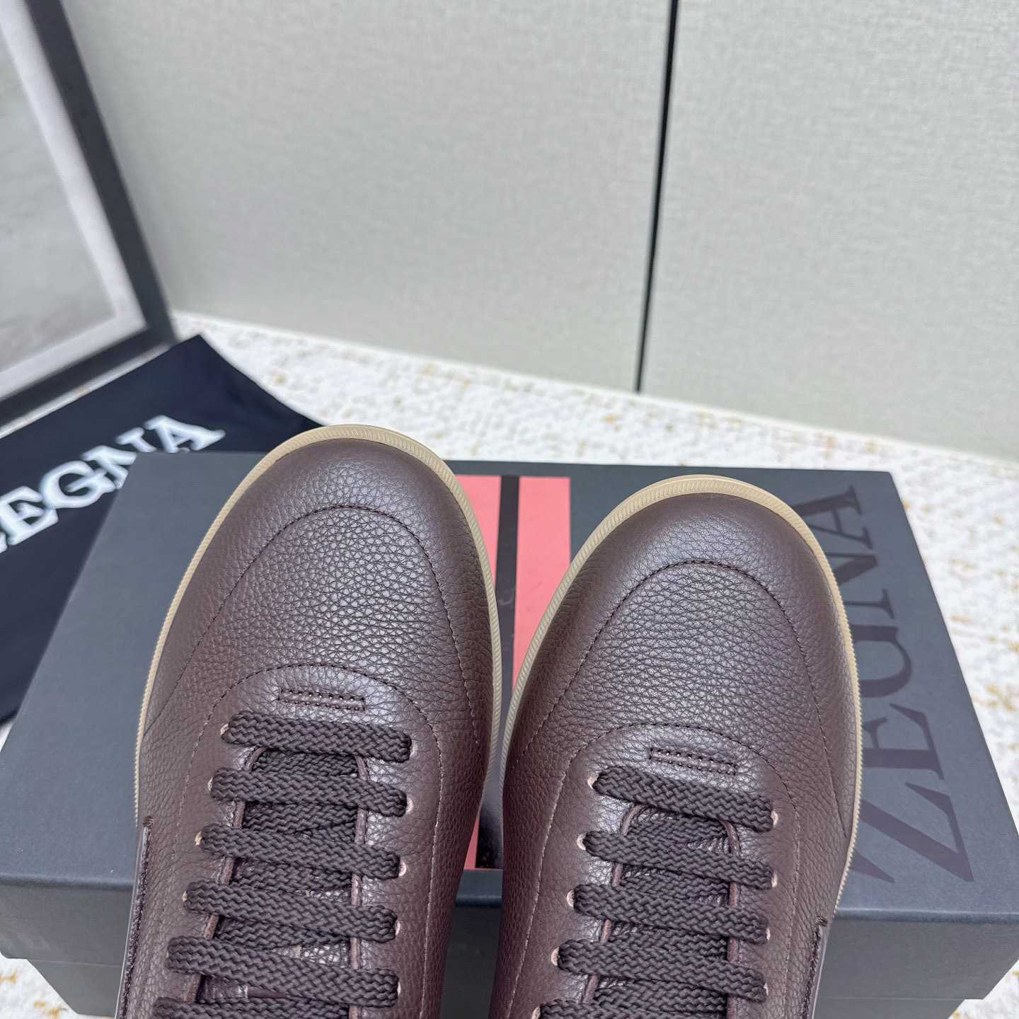 Zegna Grained Leather 232 Sneakers - FashionPlug