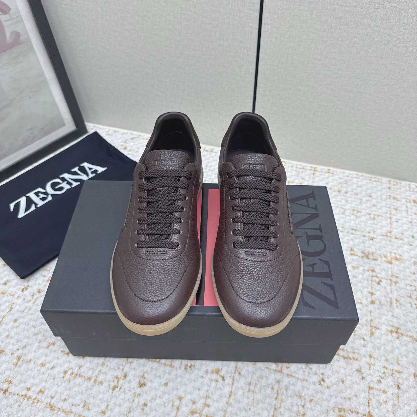 Zegna Grained Leather 232 Sneakers - FashionPlug