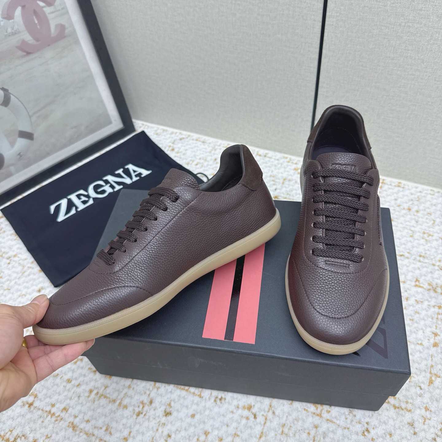 Zegna Grained Leather 232 Sneakers - FashionPlug