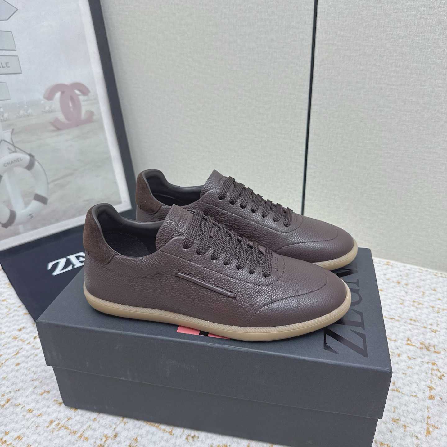 Zegna Grained Leather 232 Sneakers - FashionPlug