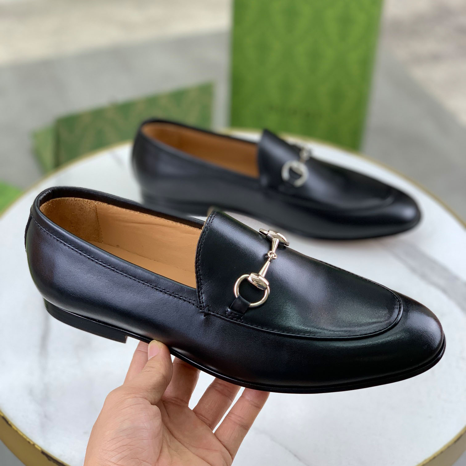 Gucci Jordaan Horsebit Leather Loafers - FashionPlug