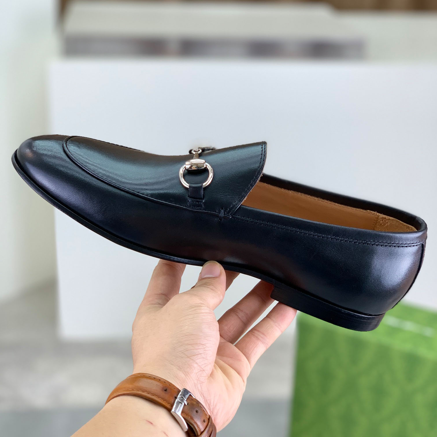 Gucci Jordaan Horsebit Leather Loafers - FashionPlug