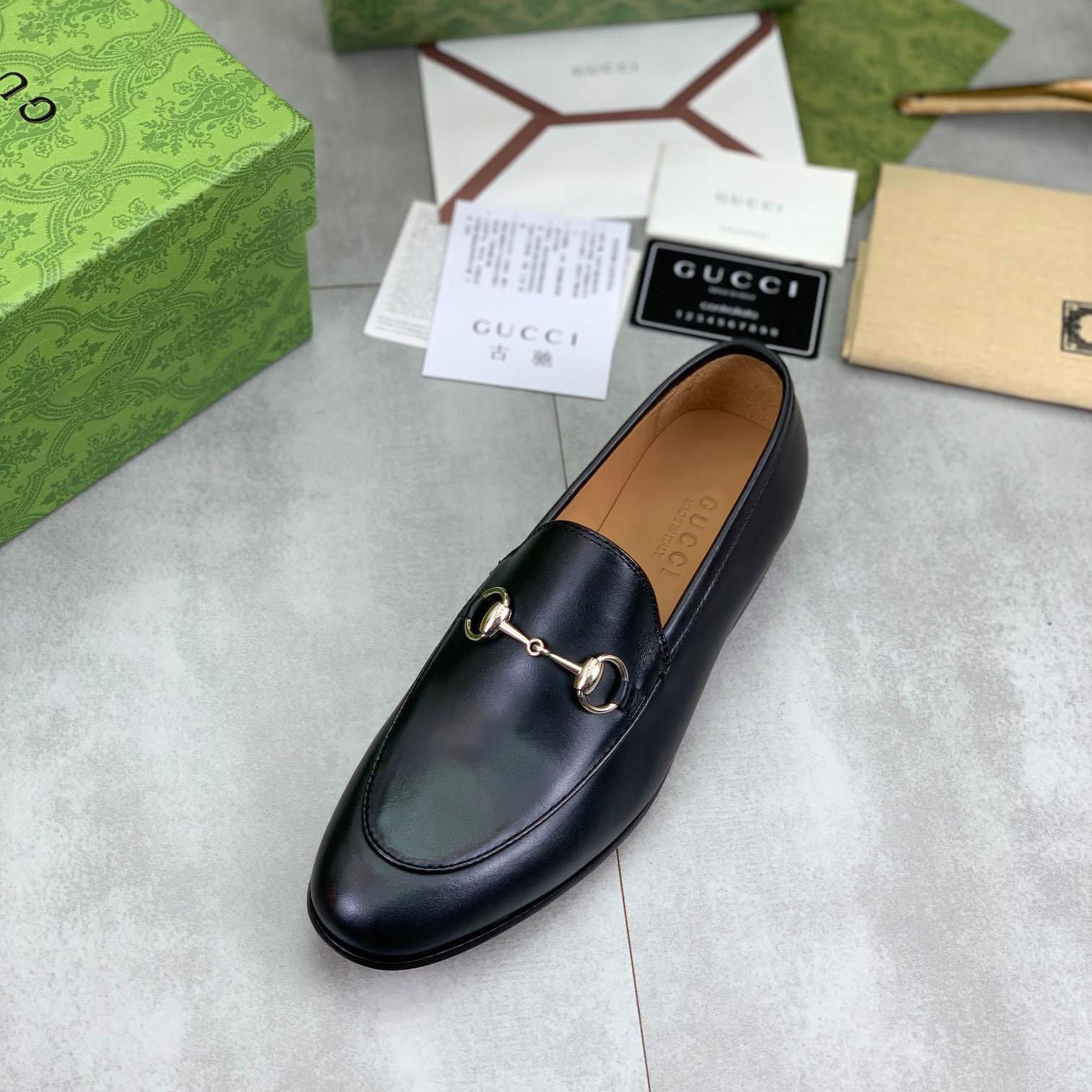 Gucci Jordaan Horsebit Leather Loafers - FashionPlug