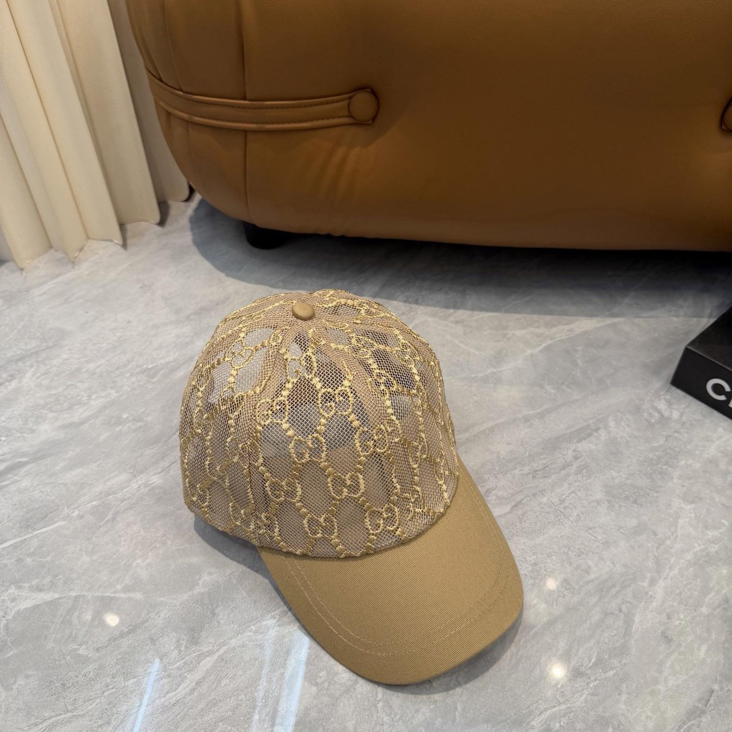 Gucci Mesh GG Monogram Shivali Baseball Hat  - FashionPlug
