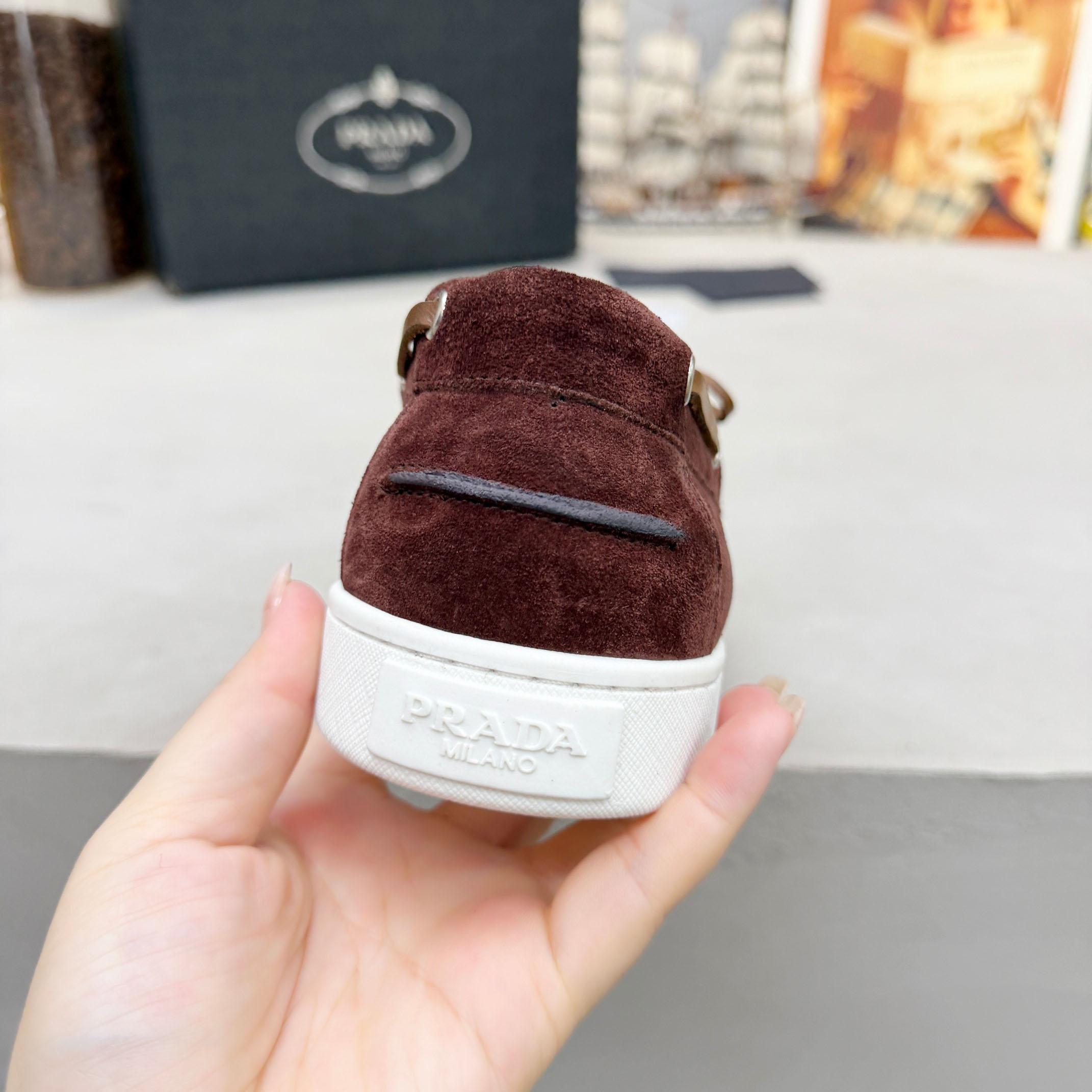 Prada Suede Boat Shoes With Laces - FashionPlug