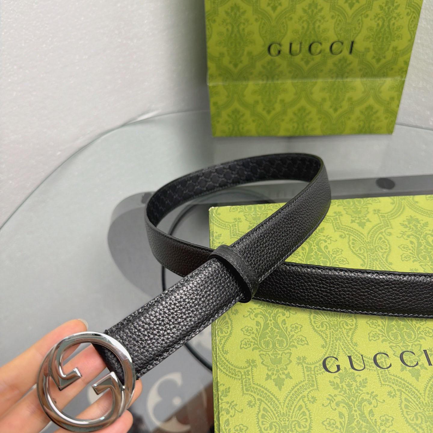 Gucci  Belt With Interlocking G Buckle - FashionPlug