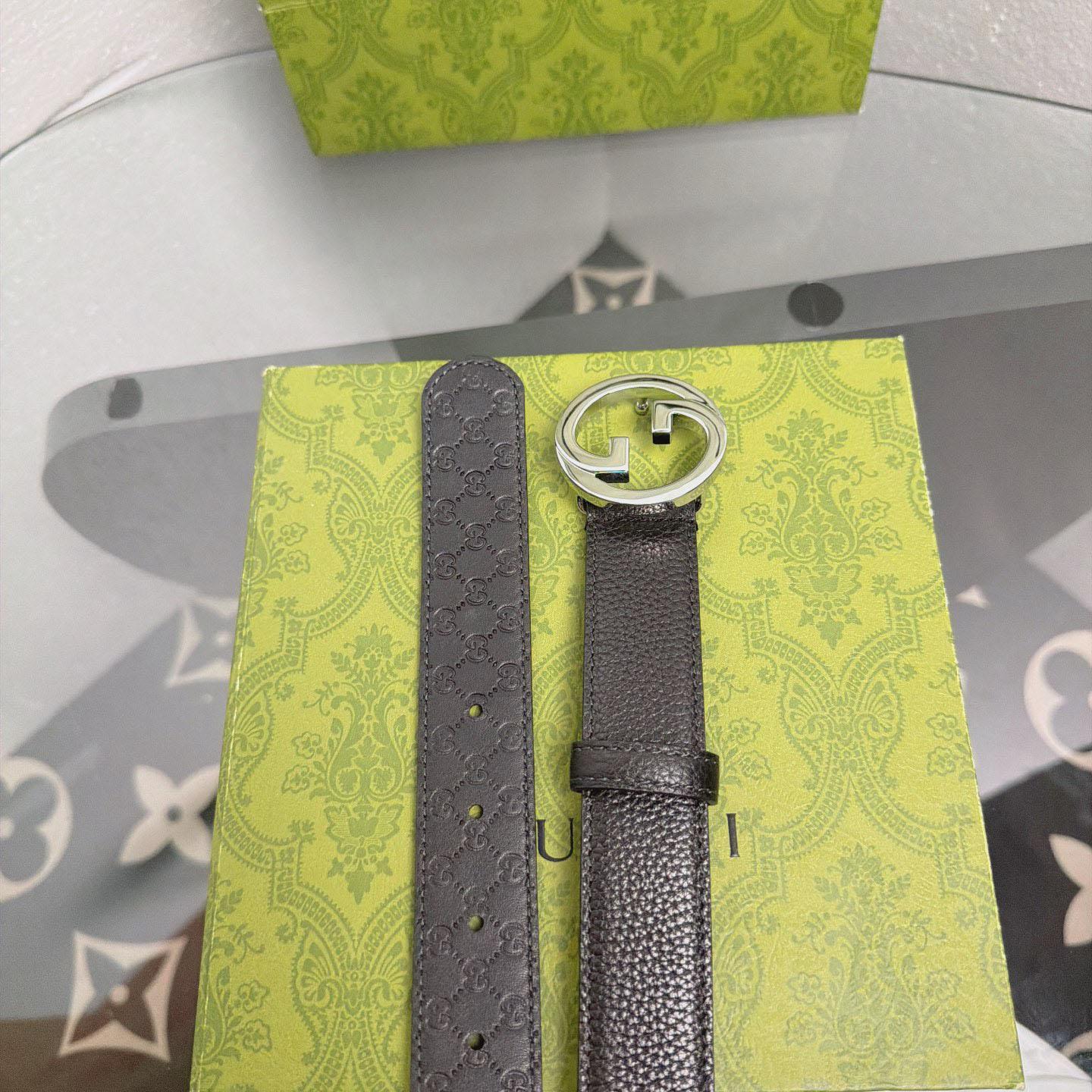 Gucci  Belt With Interlocking G Buckle - FashionPlug