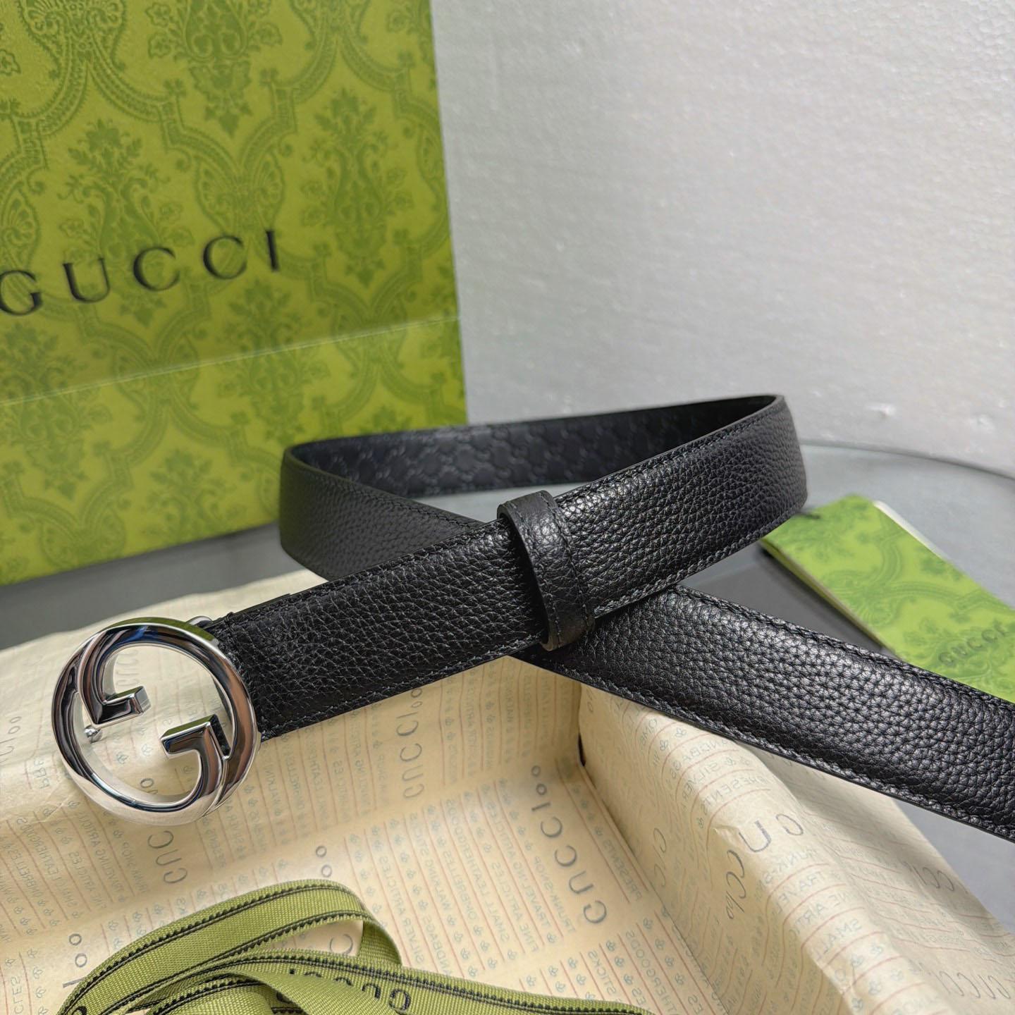 Gucci  Belt With Interlocking G Buckle - FashionPlug