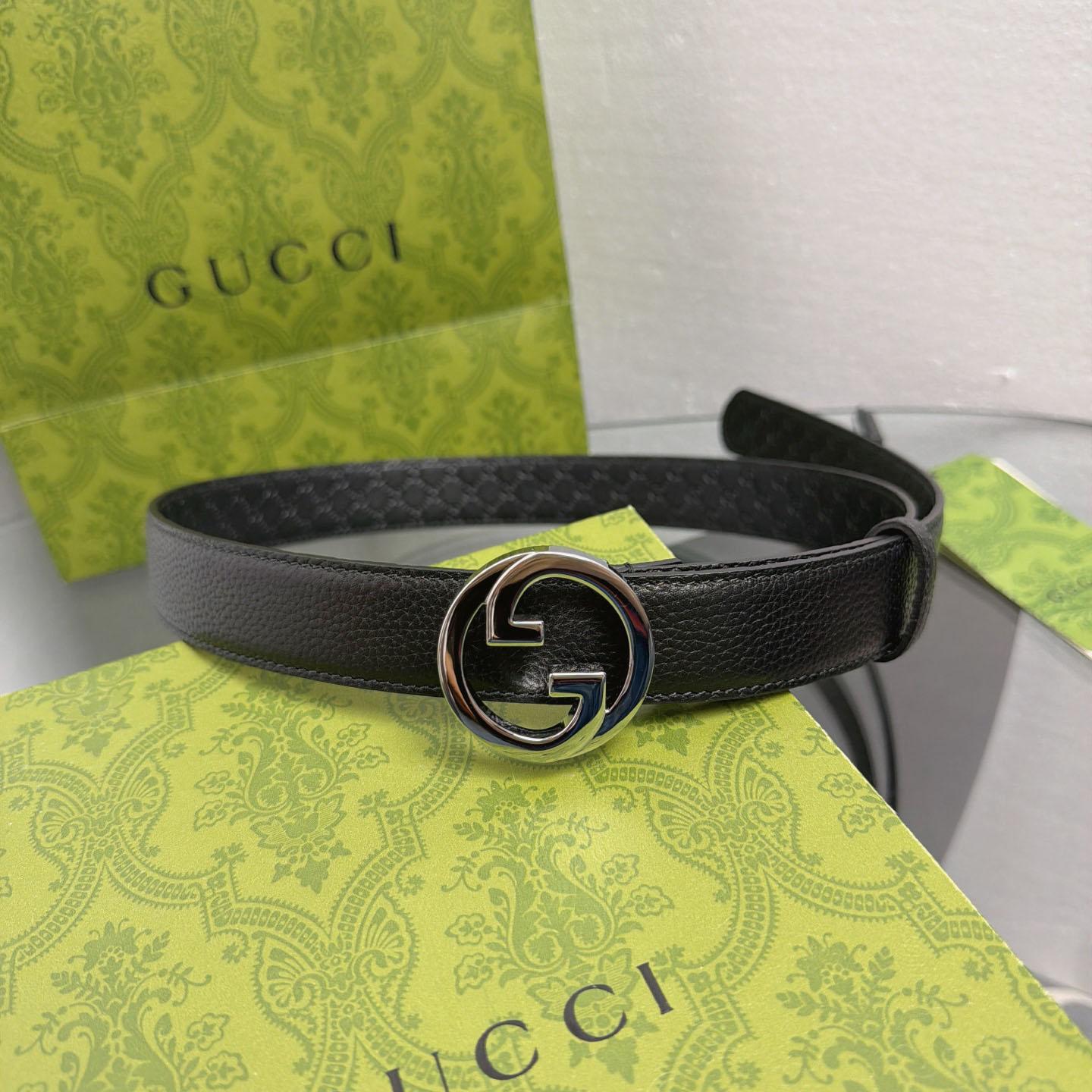 Gucci  Belt With Interlocking G Buckle - FashionPlug