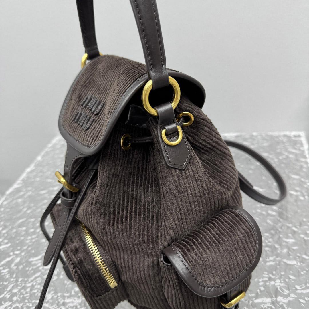 Miu Miu  Medium Corduroy Cotton Backpack - FashionPlug