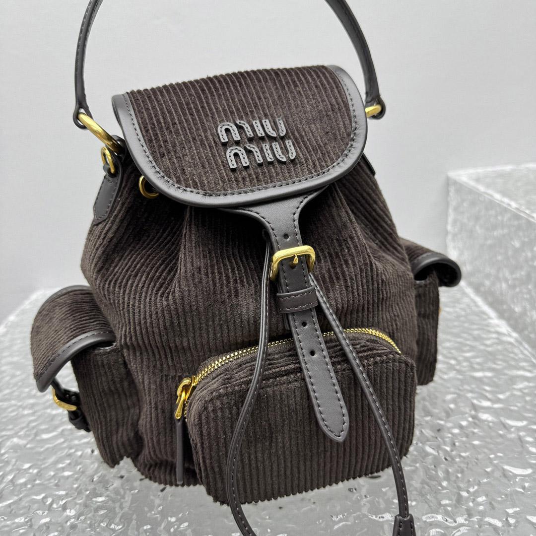 Miu Miu  Medium Corduroy Cotton Backpack - FashionPlug