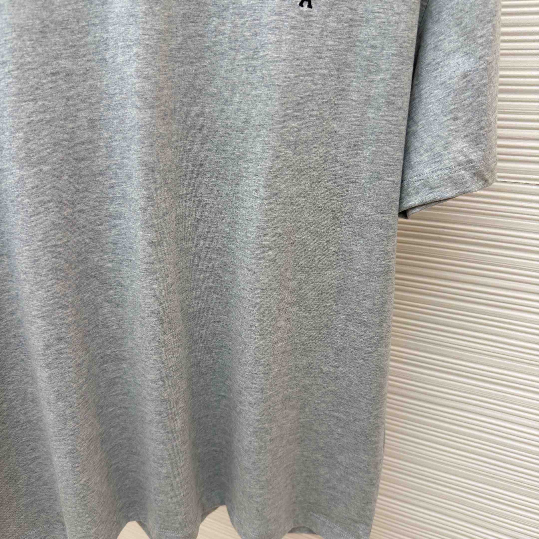 AMI Paris Grey Cotton Contrasted Adc Tshirt - FashionPlug