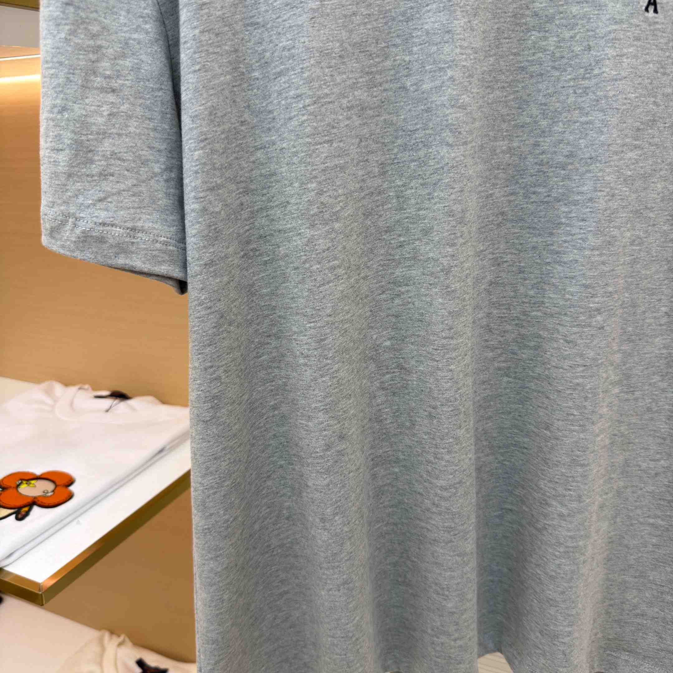 AMI Paris Grey Cotton Contrasted Adc Tshirt - FashionPlug