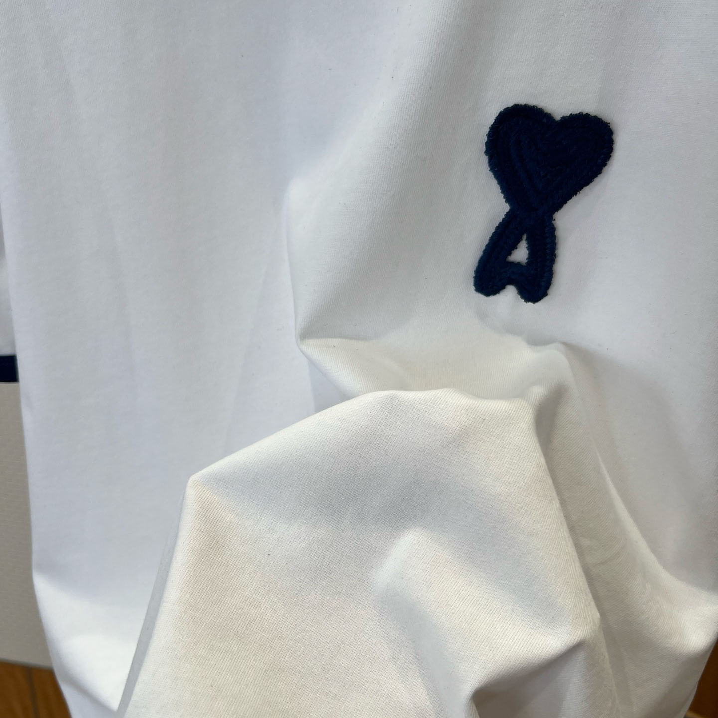 AMI Paris White Cotton Ami De Coeur Knitted Patch T-shirt - FashionPlug